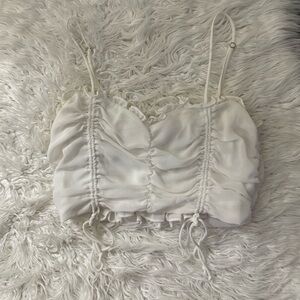 American Threads White ruffle tank top size Small